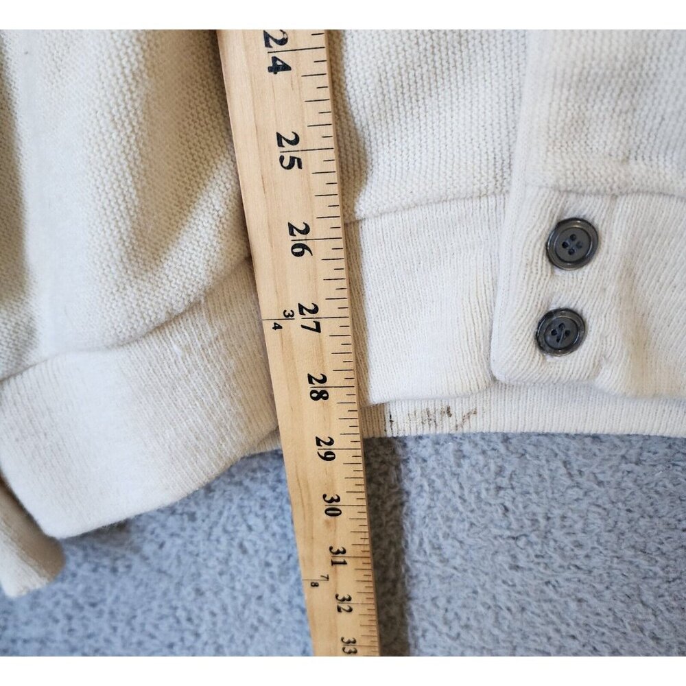 VTG Izod Cream Crest Logo Button Front Cardigan Sweater Size XL USA Made Acrylic - Picture 9 of 16